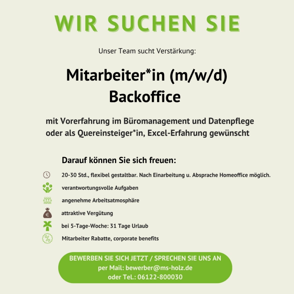 stellenanzeige backoffice 2026